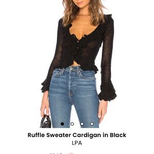 LPA Black ruffle cardigan